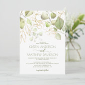 ボホエレガントウォーター色の緑の金ゴールド結婚ズ 招待状 (スタンド正面)