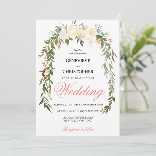 ボホエレガントウォーター色サンゴフローラ 招待状 (スタンド正面)