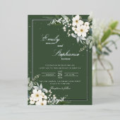 ボホエレガントウォーター色フローラブラック金ゴールドズ結婚 箔招待状 (立ち正面)