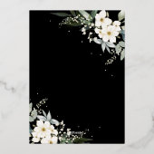 ボホエレガントウォーター色フローラブラック金ゴールドズ結婚 箔招待状 (裏面)