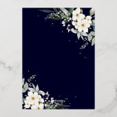 ボホエレガントウォーター色フローラブラック金ゴールドズ結婚 箔招待状 (裏面)