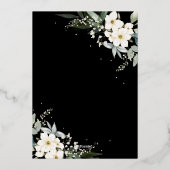 ボホエレガントウォーター色フローラブラック金ゴールドズ結婚 箔招待状 (裏面)