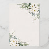 ボホエレガントウォーター色フローラブラック金ゴールドズ結婚 箔招待状 (裏面)