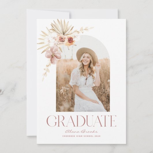 ボホエレガントウォーター色フローラ |写真の卒業 案内状 (正面)