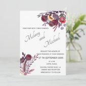 ボホエレガントウォーター色ロマンチックなフローラブーケ 招待状 (スタンド正面)