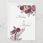 ボホエレガントウォーター色ロマンチックなフローラブーケ 招待状 (裏面)