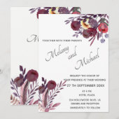 ボホエレガントウォーター色ロマンチックなフローラブーケ 招待状 (正面/裏面)