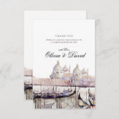 ボホエレガントウォーター色ヴェネツィアScript結婚's サンキューカード (正面/裏面)