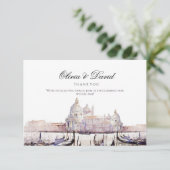 ボホエレガントウォーター色ヴェネツィアScript結婚's サンキューカード (スタンド正面)