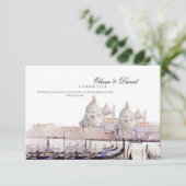 ボホエレガントウォーター色ヴェネツィアScript結婚's サンキューカード (スタンド正面)