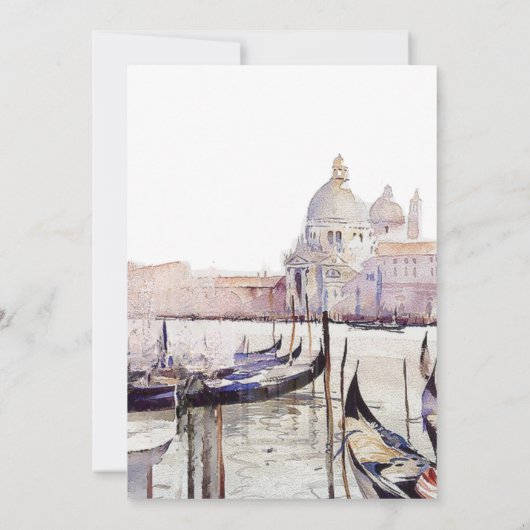 ボホエレガントウォーター色ヴェネツィアScript結婚's 招待状 (裏面)