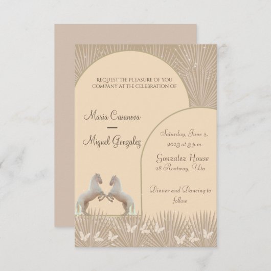 ボホエレガントウマ愛結婚式招待状 (正面/裏面)