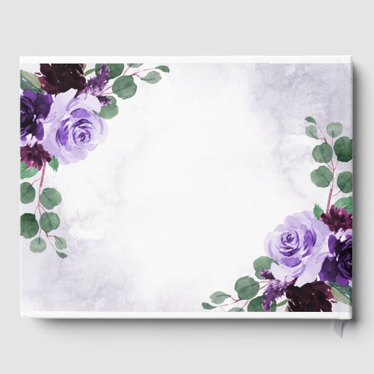 ボホエレガントエアリーフローラ紫とシルバー結婚ズ ゲストブック (裏面)