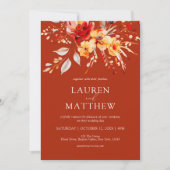 ボホエレガントオ素朴レンジ秋結婚フローラ 招待状 (正面)