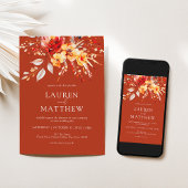 ボホエレガントオ素朴レンジ秋結婚フローラ 招待状