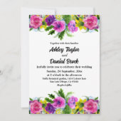 ボホエレガントカラフルバラ夏フローラ結婚ズ 招待状 (正面)