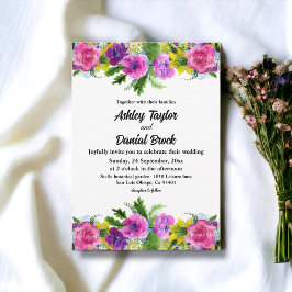 ボホエレガントカラフルバラ夏フローラ結婚ズ 招待状