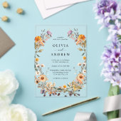 ボホエレガントカントリーワイルドフラワーズ結婚ボタニカル アクリル招待状 (インサイチュ (ウェディング))