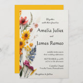 ボホエレガントカントリーワイルドフラワー結婚ズ 招待状 (正面/裏面)