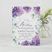 ボホエレガントガーデンフラワーパープルオーキッド結婚ズ 招待状 (スタンド正面)