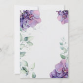 ボホエレガントガーデンフラワーパープルオーキッド結婚ズ 招待状 (裏面)