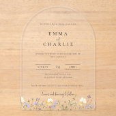 ボホエレガントガーデンワイルドフラワー結婚ズ アクリル招待状 (正面)