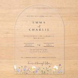 ボホエレガントガーデンワイルドフラワー結婚ズ アクリル招待状