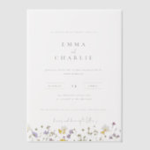 ボホエレガントガーデンワイルドフラワー結婚ズ ベラム紙招待状 (正面)