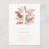 ボホエレガントガールフローラバプテスマ インビテーションポストカード (正面)