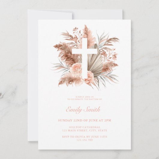 ボホエレガントガールフローラバプテスマ 招待状 (正面)