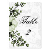 ボホエレガントグリーンとダマスクの結婚式 テーブルナンバー (正面)