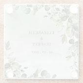 ボホエレガントグリーンリーユーカリ結婚ス ガラスコースター (裏面)