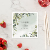 ボホエレガントグリーンリーユーカリ結婚ス スタンダードカクテルナプキン (インサイチュ)