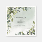 ボホエレガントグリーンリーユーカリ結婚ス スタンダードカクテルナプキン (正面)