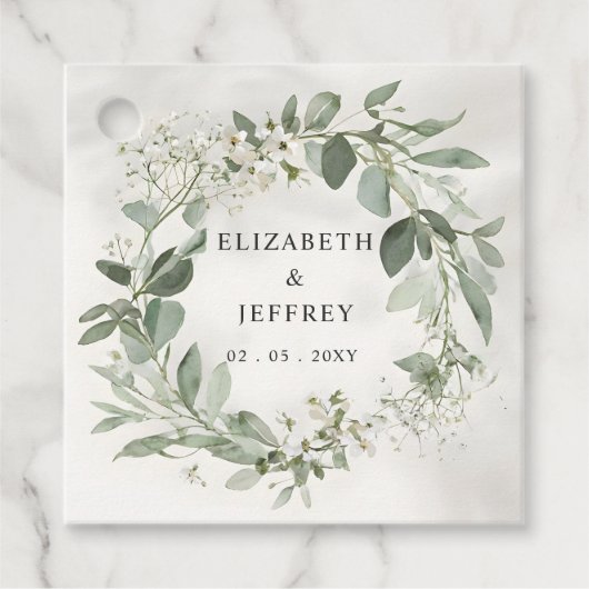 ボホエレガントグリーンリーユーカリ結婚ス フェイバータグ (正面)