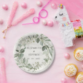 ボホエレガントグリーンリーユーカリ結婚ス ペーパープレート (パーティー)