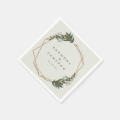 ボホエレガントグリーンリー金ゴールド幾何結婚図形 スタンダードカクテルナプキン (角)