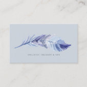 ボホエレガントグレイ&ダスティブルーウォーターカラーフェザー 名刺 (正面)
