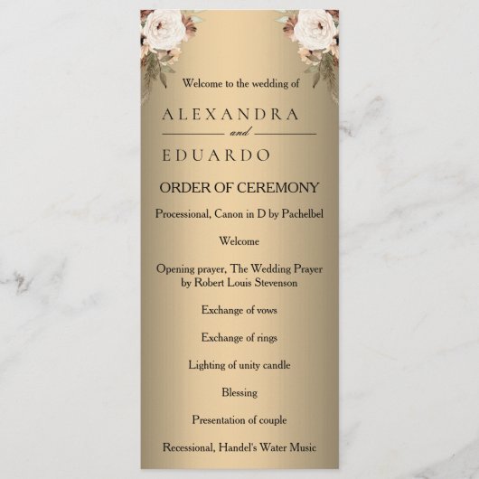 ボホエレガントゴールデンフローラ結婚式 プログラム (正面)