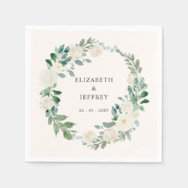 ボホエレガントサマー春アイボリー結婚フローラ スタンダードカクテルナプキン