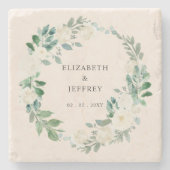 ボホエレガントサマー春アイボリー結婚フローラ ストーンコースター (正面)