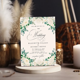 ボホエレガントサマー春アイボリー結婚フローラ 招待状