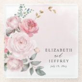 ボホエレガントサマー春赤面結婚フローラ ガラスコースター (正面)