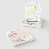 ボホエレガントサマー春赤面結婚フローラ ストーンコースター (横)