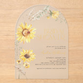 ボホエレガントサンフラワーボタニカルブライダルシャワー アクリル招待状 (正面)