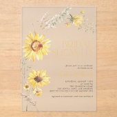 ボホエレガントサンフラワーボタニカルブライダルシャワー アクリル招待状 (正面)