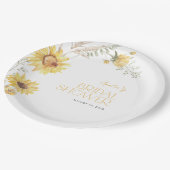 ボホエレガントサンフラワーボタニカルブライダルシャワー ペーパープレート (アングル)