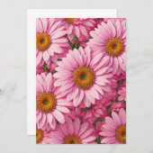ボホエレガントシックなピンク花模様ピンクデイジー 招待状 (正面/裏面)