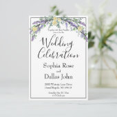 ボホエレガントシックなラベンダーイエロー結婚ローズ 招待状 (スタンド正面)