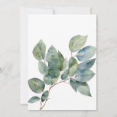 ボホエレガントシックな水彩緑の植物色 招待状 (裏面)